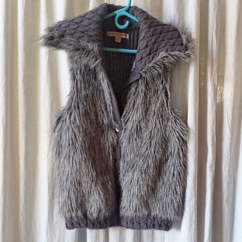 Vintage America Gray Faux Fur Vest